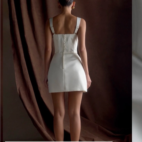 Meshki Isabel White Satin Mini Dress - Picture 3 of 8